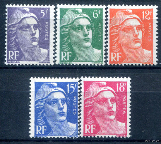 Франция - 1951г. - Марианна. Стандартный выпуск - 5 марок - полная серия, MH [Mi 901-905]. #2-Fr-55-A-2