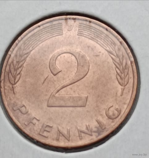 Германия. 2 пфенига 1991 года. J.