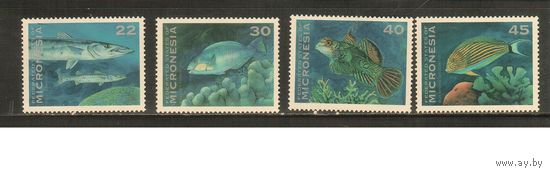 Микронезия-1993 (Мих.294-297) , ** , Морская фауна, Рыбы (полная серия)