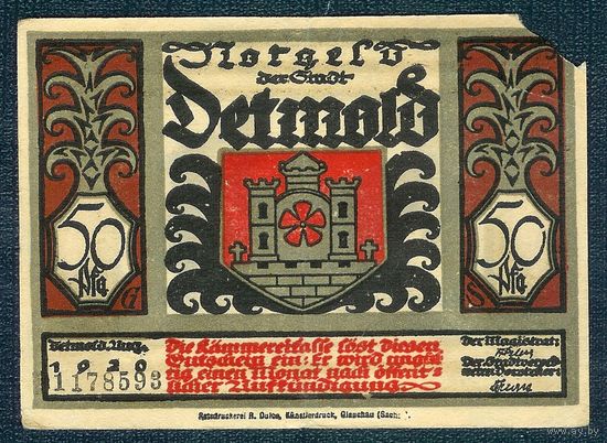 Германия Нотгельд 50 пфеннигов 1920 год.