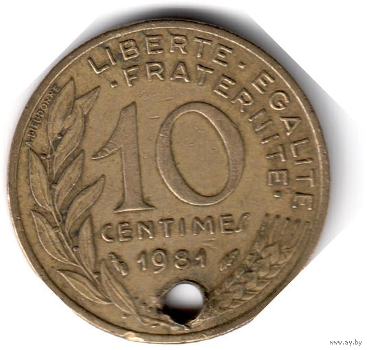 Франция. 10 сантимов. 1981 г.