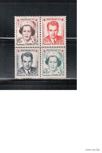 Монако-1949(Мих.397-400)  ** , Медицина, Красный Крест, Принц и Принцесса(3)