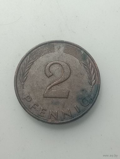 ФРГ 2 пфеннига 1989 года . F