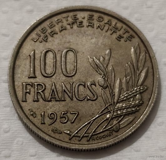 Франция 100 франков, 1957 Без отметки монетного двора "B" (14-4-7)