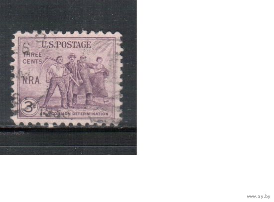 США-1933, (Мих.357), гаш.    ,Рабочие (одиночка) (4)