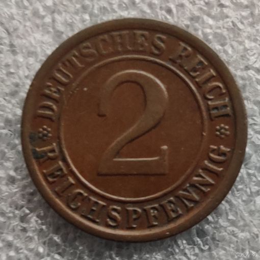 Германия 2 рейхспфеннига  1924 г. "J"