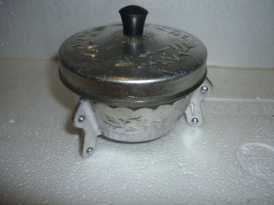 Сахарница . СССР. Металл и Стекло