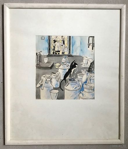 Романов С.Г. Иллюстрация к журналу "Вожык", 1950-е гг.