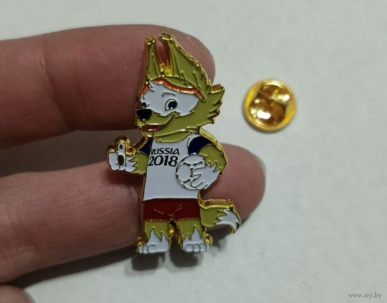 Значок Волк Забивака ЧМ по футболу Россия 2018 FIFA world cup Russia 2018