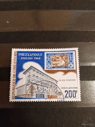 1969 Берег Слоновой Кости Ивер 44 оценка 5,5 евро архитектура лодка флот авиапочта концовка (5-3)