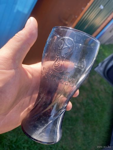 Официальный бокал Coca Cola ЧМ по футболу Россия 2018 г. FIFA RUSSIA темное стекло