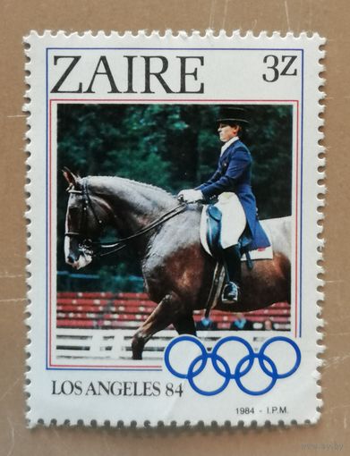 Марка Заир, серия посвященная Олимпийским Играм в Лос-Анджелесе, 1984 г., конный спорт