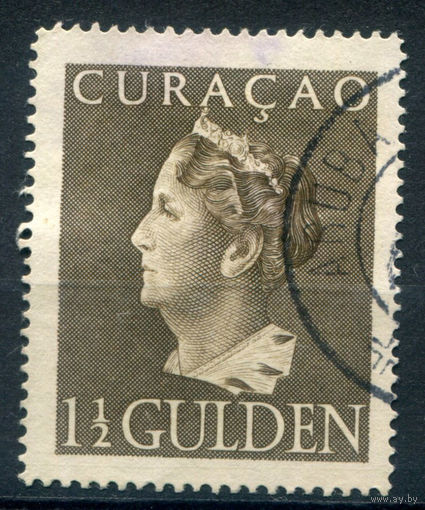 Нидерландские колонии - Кюрасао - 1946/47г. - королева Вильгельмина, 1 1/2 G - 1 марка - гашёная [Mi 230]. #3-WB-93-A-1