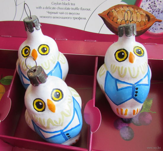 Елочные игрушки - "Сова в жилетке". Цена за 1 шт.