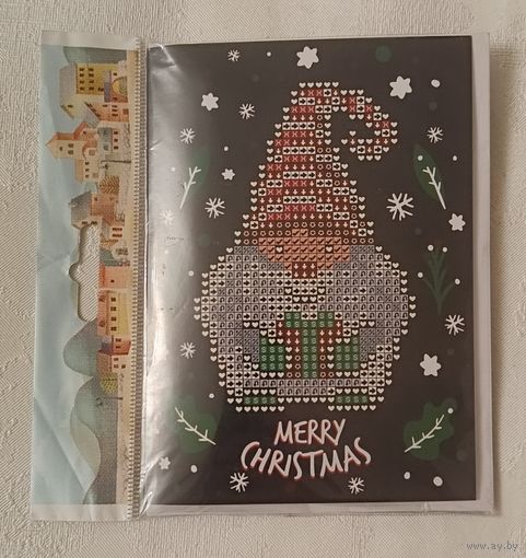 Набор для творчества. Открытка Счастливого Рождества - Гном, алмазная мозаика