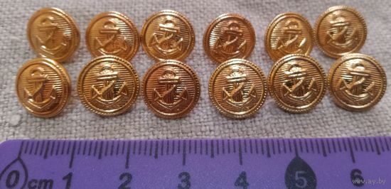 С РУБЛЯ/шт. Набор морских пуговиц. 12 шт. Привезёны из Швеции. Распродажа коллекции.