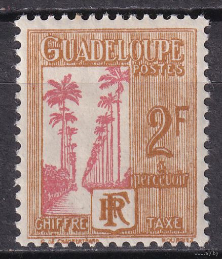 111.FrK. Франция. Колонии. Гваделупа. Доплатные марки. Палм - авеню в Капестерр - Бель. 1928 г. 2 Fr. Mi.#36.