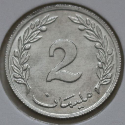 Тунис 2 миллима 1960 год