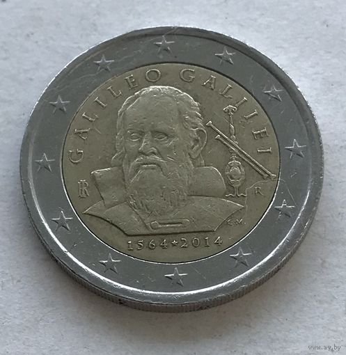 Италия 2 евро 2014 - 450 лет со дня рождения Галилео Галилея