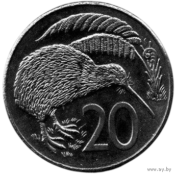 КОРОЛЕВСТВО НОВАЯ ЗЕЛАНДИЯ. 20 ЦЕНТОВ 1987 ФАУНА. ПТИЦА. КИВИ