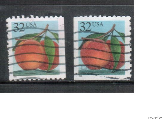 США-1995 (Мих.2605) , гаш. , Стандарт, Фрукты,  разн.зубцовки