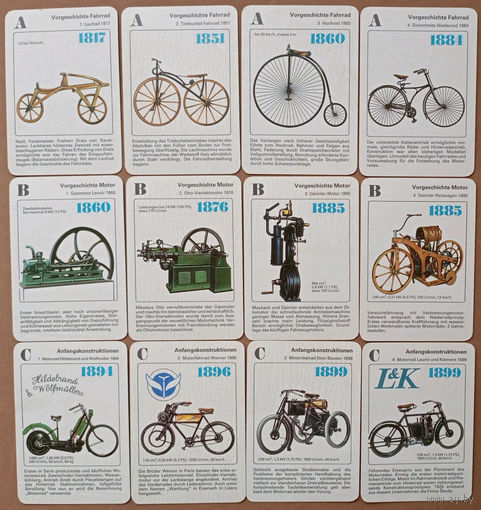 V Квартет (Quartett): Geschichte des motorrades. История мотоциклов в карточках. BMW NSU DKW Scott Wanderer MZ Simson FN Cechie-Bohmerland Yamaha Suzuki Indian MW (DDR GDR ГДР) Z