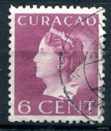 Нидерландские колонии - Кюрасао - 1946/47г. - королева Вильгельмина, 6 с - 1 марка - гашёная [Mi 220]. #3-WB-93-A-1
