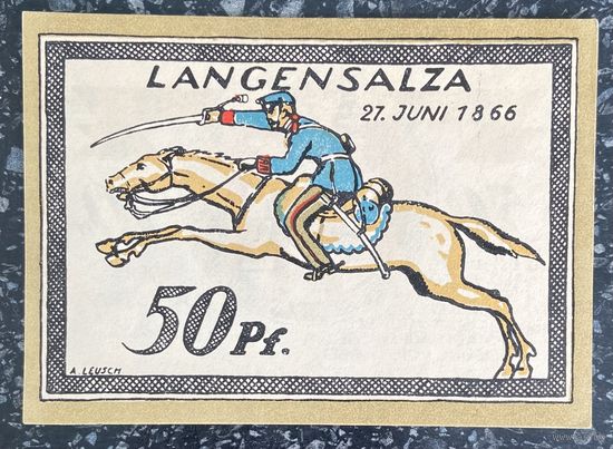 Нотгельд 50 пфеннигов 1921 год. Лангензальц. Веймарская республика