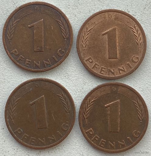 Германия 1 пфенниг 1977 г. G. Цена за 1 шт.