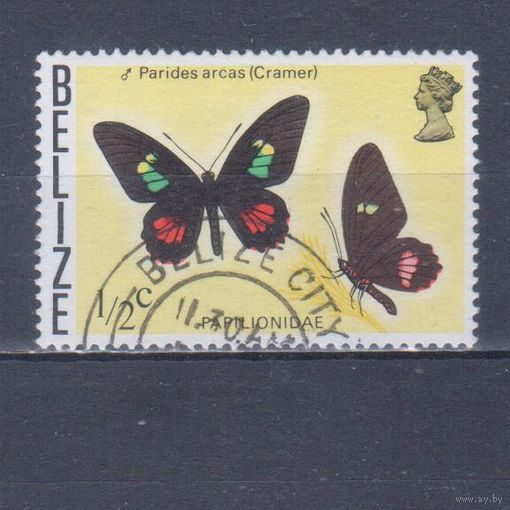 [1895] Белиз 1974. Фауна.Бабочка. Гашеная марка. Кат.гаш.5 е. Водяной знак Wz5.