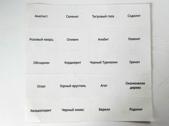 Наклейки названий минералов