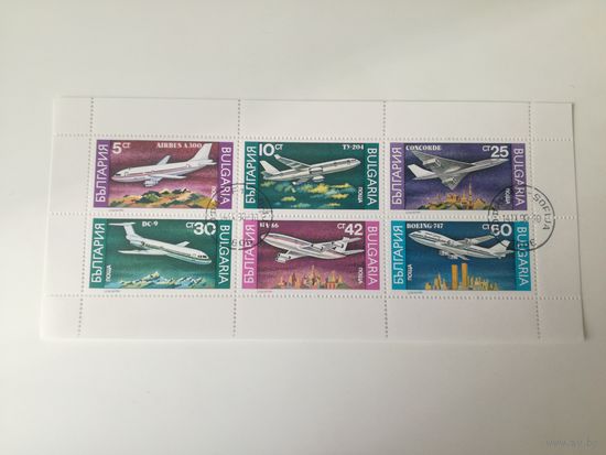 Болгария 1990. Самолеты. Малый лист.