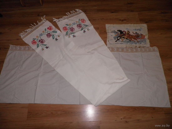 Занавеска,шторка,рушник,вышивка макраме ср.20-го века.С рубля.