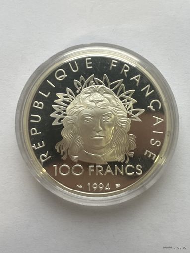 Французская монета номиналом 100 франков 1994 года, выпущенная в честь столетия Олимпийских игр