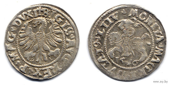 Полугрош 1546, Жигимонт Август, Вильно. Всадник с овальным щитом, Ivanauskas-2016 - сочетание штемпелей Ав и Рв не описаны