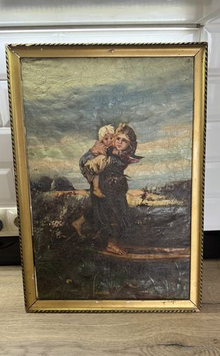 Старинная картина холст масло
