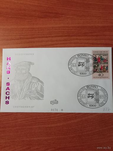 ФРГ 1976 КПД с маркой "400 лет со дня смерти Ганса Сакса" Mi. 877