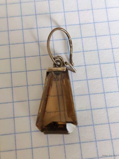 Винтажная бижутерия. Серьга одиночка. Серебро 875 проба.