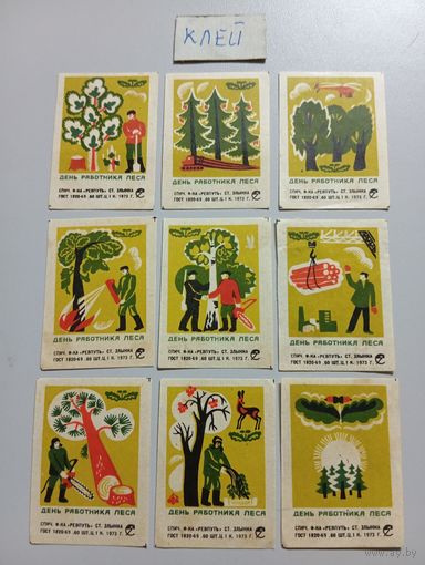 Спичечные этикетки ф.Ревпуть. День работника леса. 1973 год
