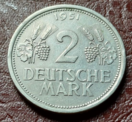 Германия 2 марки, 1951    J     ( 1-11-7 )