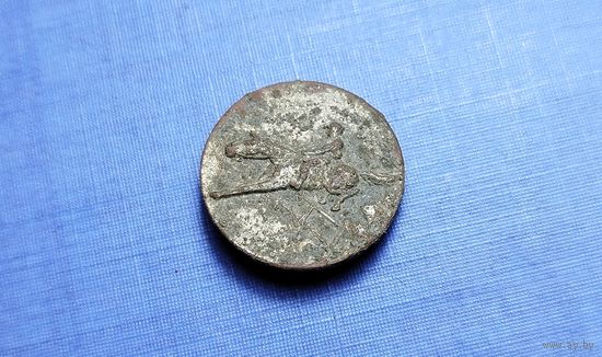 Пуговица с всадником. Конкур. Серебрение.