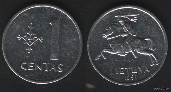 Литва _km85 1 цент 1991 год (_3