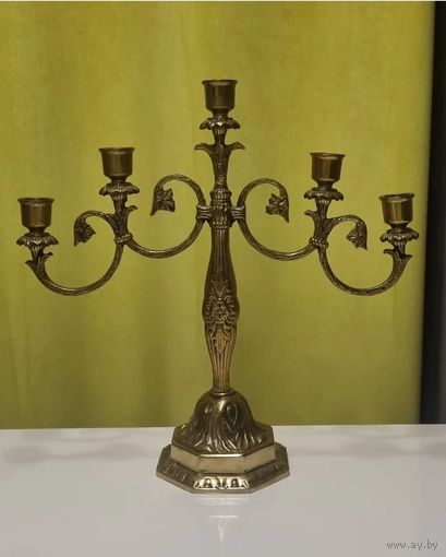 Латунный винтажный подсвечник