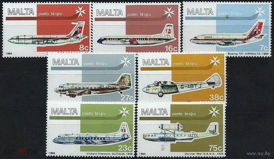 Мальта. 1984. Транспорт. Самолеты