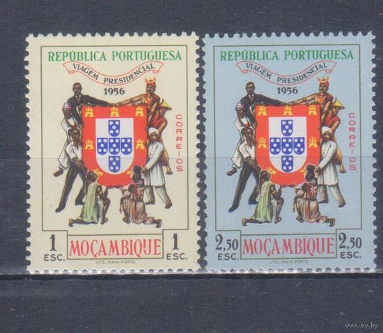 [377] Португальский Мозамбик 1956. Визит президента Португалии.Герб Португалии.  СЕРИЯ MNH