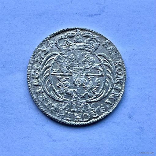 Монета СЕРЕБРО Польша ОРТ/18 грошей 1754 год АВГУСТ lll ТОЛСТЫЙ ОТЛИЧНЫЙ