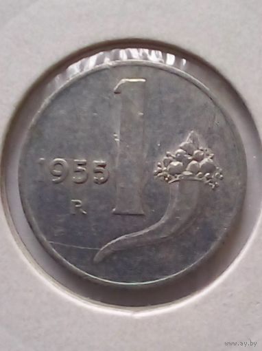 Италия.1 лира 1955 г.Хорошая.В холдоре.