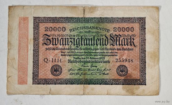 1923 год Германия 20000 марок