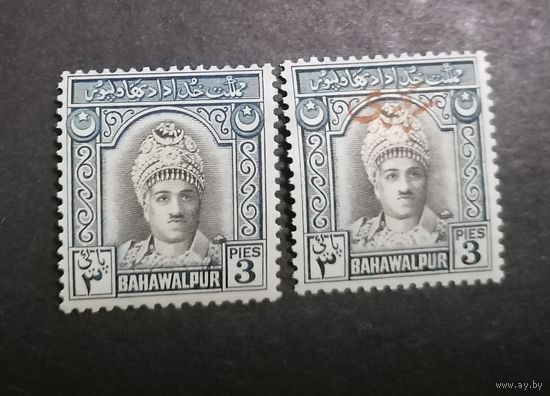 Бахавалпур обычная марка и с служебной надпечаткой 1948 г. **