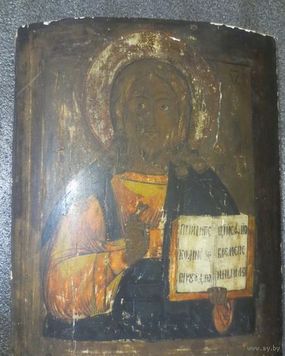 Икона Господь Вседержитель, 19 век, отличная! Размер! С рубля!